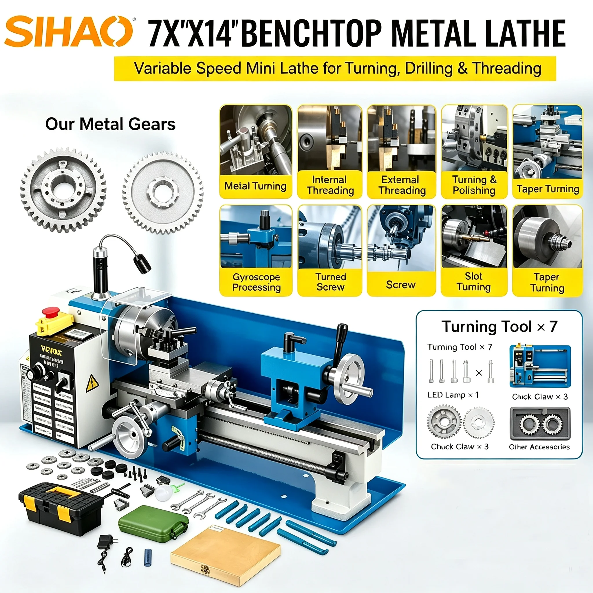 Mini tour à métaux 7x14 pouces - Mini Metal Lathe 7X14 avis et prix